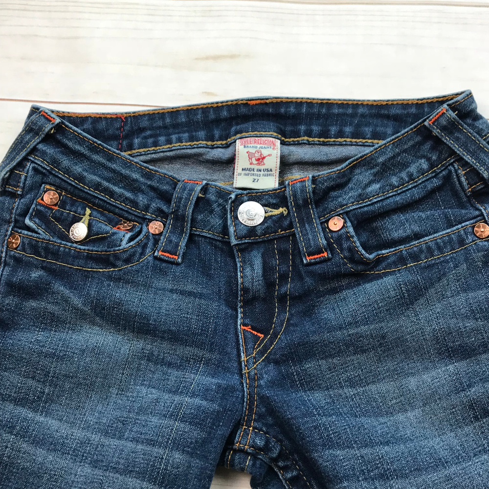 True Religion Joey Jeans Dark Wash Twisted Sz 27 - Picture 4 of 7